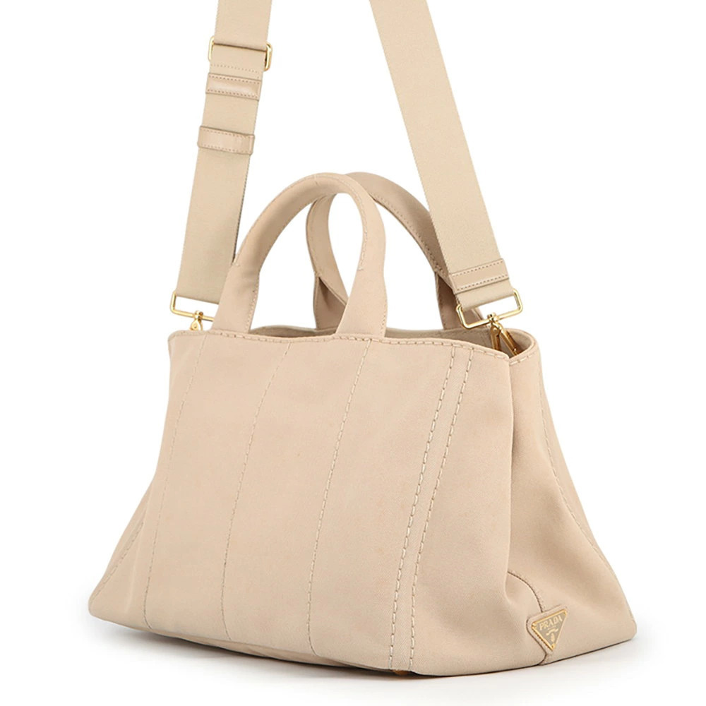 Prada Canvas Bag Shoulder Tote Canapa Black